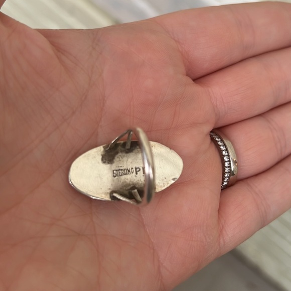 Vintage Sterling Silver Lapis Oval Ring by Navajo Artist PP - Picture 7 of 16